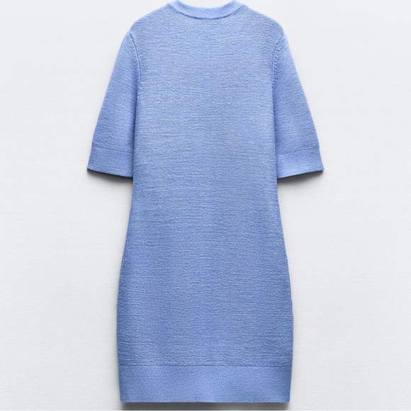 Blue knit sweater dress with buttons - Picture 3 of 7